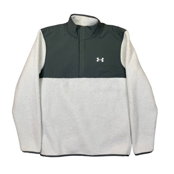Under Armour Other - Under Armour Jacket Mens Sz M White/Gray Polyester Snap Loose Golf